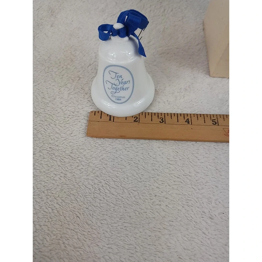 Vintage Hallmark Ceramic Bell Ornament 10 Years Together 1984‎ Christmas Bell - Picture 6 of 11